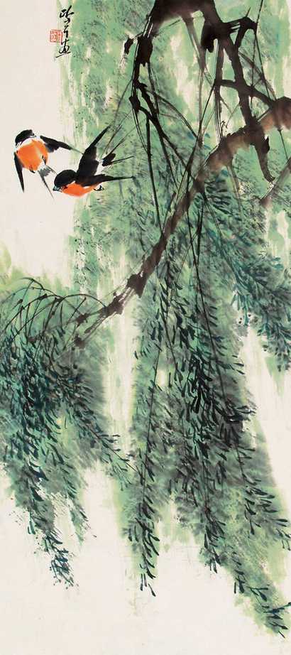 宋吟可 柳燕图 立轴